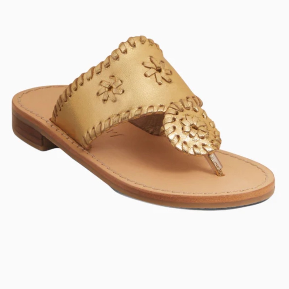[Jack Rogers] Miss Hampton’s Leather Sandal in Gold
